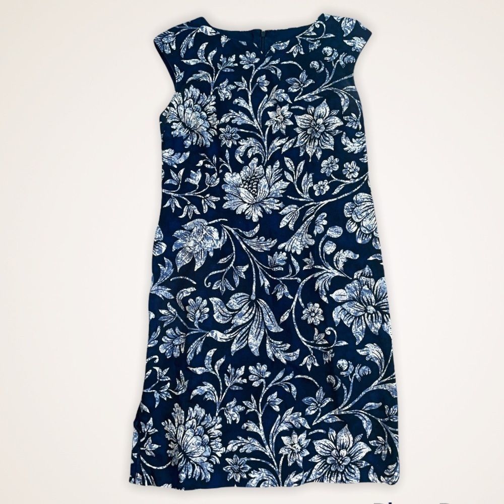 Talbots Blue Cotton Floral Sun Dress